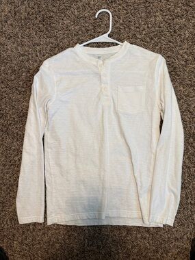GAP Boy’s Off-White Long-Sleeve Henley with Chest Pocket